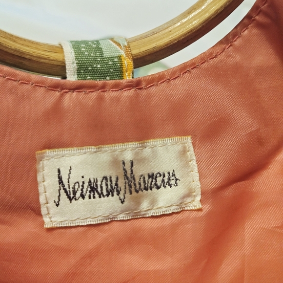 Vintage Neiman Marcus Retired Fashion Diva Pattern Purse Bamboo Handles Retro - Picture 13 of 13
